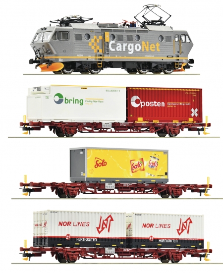 Roco 61487 H0 E-Lok EL 16 mit Güterzug, CargoNet 4er-Set "Digital+Sound"