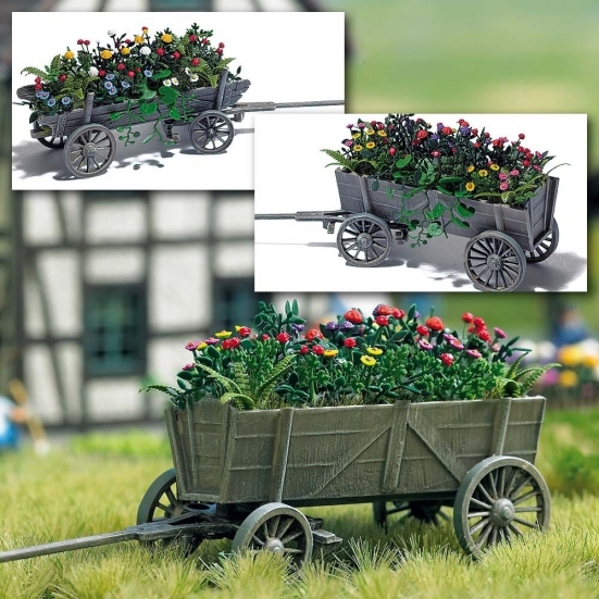 BUSCH 1228 H0 Holzwagen mit Blumen