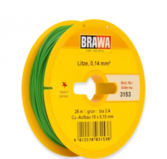 BRAWA 3153 Litze 0,14 mm², 25 m Spule, grün