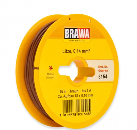 BRAWA 3154 Litze 0,14 mm², 25 m Spule, braun