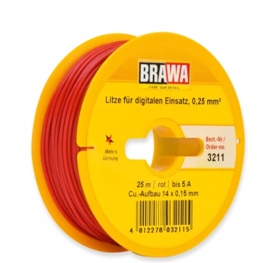 BRAWA 3211 Litze für digitalen Einsatz, 0,25 mm², rot