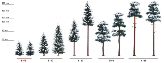 BUSCH 6151 H0 2 Schnee-Fichten 55 mm