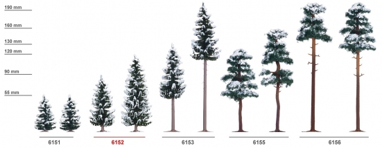 Preview: BUSCH 6152 H0 2 Schnee-Fichten 90/120 mm