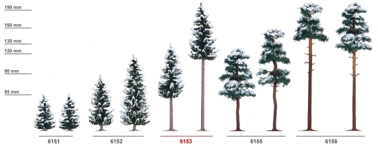Preview: BUSCH 6153 H0 2 Schnee-Fichten 130/195 mm