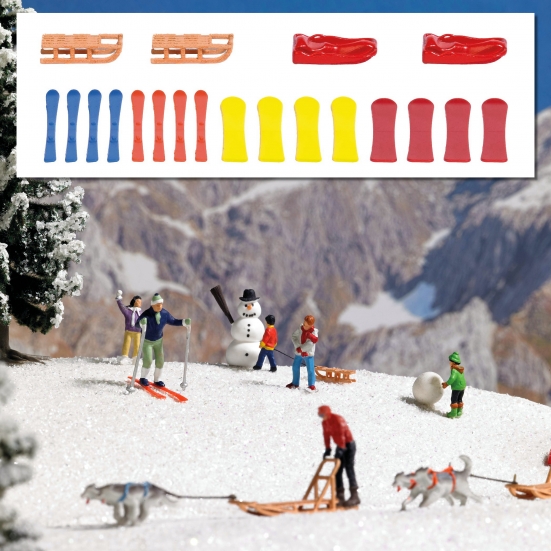 BUSCH 7769 H0 Schlitten und Skier