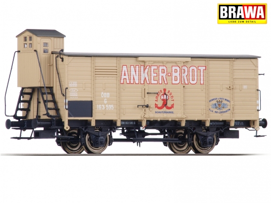 BRAWA 49056 H0 Gedeckter Güterwagen G10 „Anker-Brot“ der ÖBB