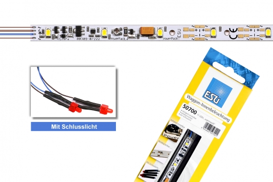 Preview: ESU 50700 H0/TT/N Innenbeleuchtung warmweiß mit Schlusslicht