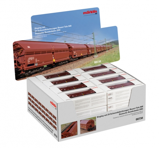 Preview: Märklin 00730 H0 Schwenkdachwagen Tals 968, DB 24er-Set (Display)