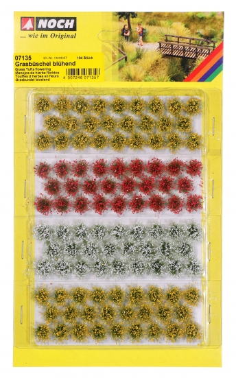 NOCH 07135 Grasbüschel, 6 mm, gelb, rot, weiß blühend