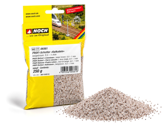 NOCH 09361 H0/TT PROFI-Schotter Kalkstein, beigebraun, 250g 