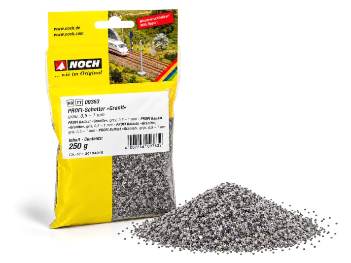NOCH 09363 H0/TT PROFI-Schotter Granit, grau, 250g 