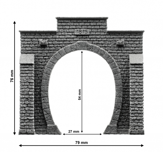 Preview: NOCH 34851 N Tunnel-Portal 1-gleisig, 7,9 x 7,6 cm