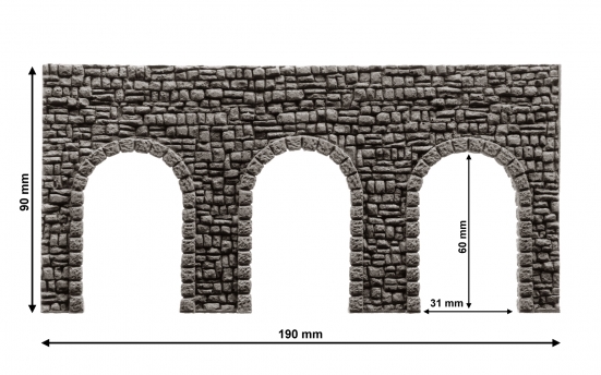 Preview: NOCH 34942 N Arkadenmauer offen, 19 x 9 cm