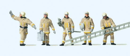 Preiser 10770 H0 Feuerwehrmänner in moderner Einsatzkleidung (Uniformfarbe beige)