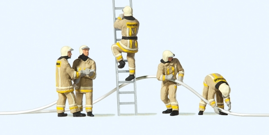 Preiser 10771 H0 Feuerwehrmänner in moderner Einzatzkleidung (Uniformfarbe beige)