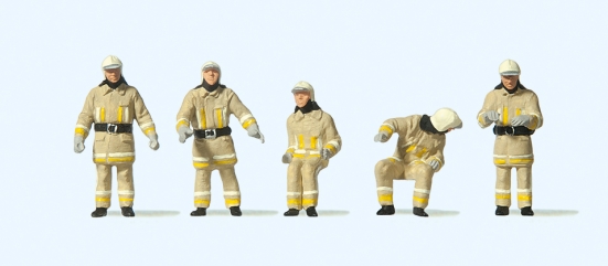 Preiser 10773 H0 Feuerwehrmänner in moderner Einzatzkleidung (Uniformfarbe beige)