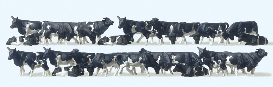 Preiser 14408 H0 Kühe, schwarz/weiß. 30 Figure