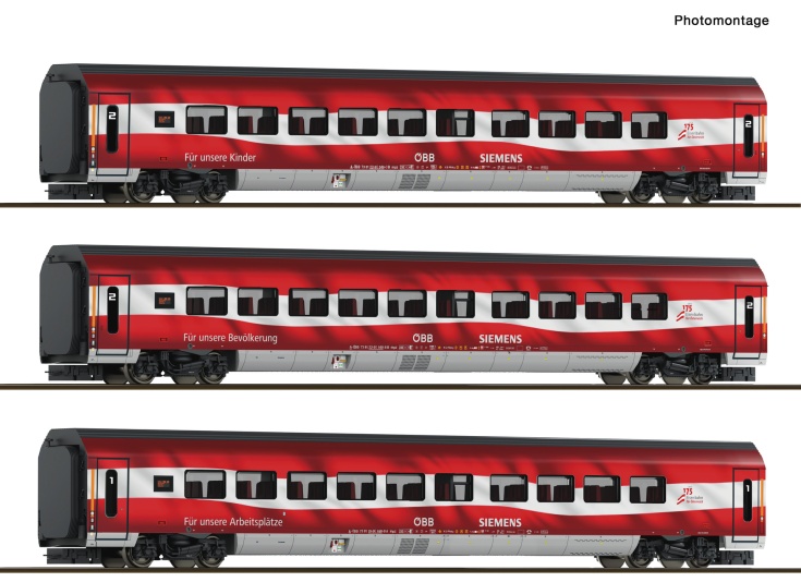 Roco 6280097 TT Railjet „175 Jahre Eisenbahnen in Österreich ÖBB 3er-Set