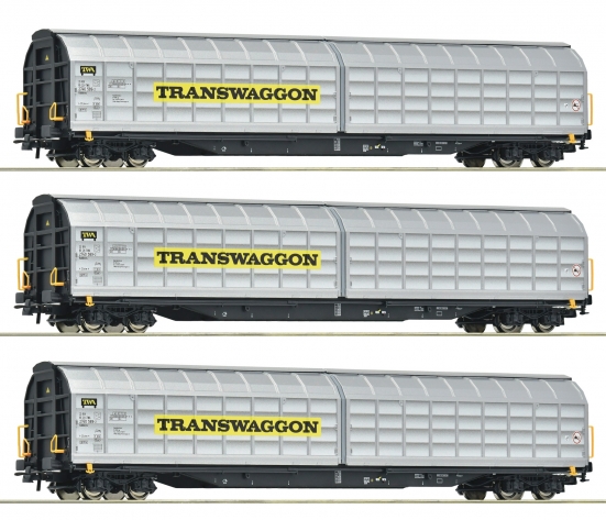 Roco 6600166 H0 Schiebewandwagen, Transwaggon 3er-Set