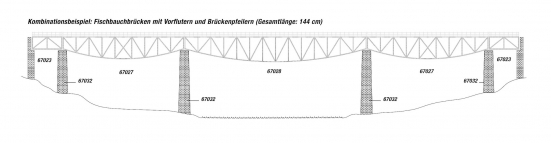 NOCH 67027 H0 Fischbauchbrücke, 36 cm lang