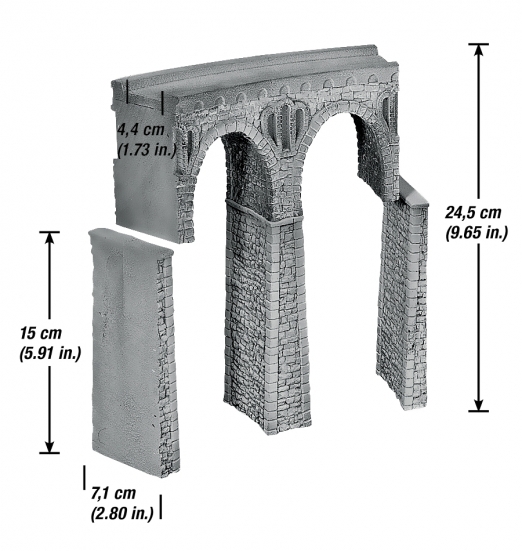 Preview: NOCH 58664 H0 Bruchsteinviadukt gebogen, Radius 360 mm