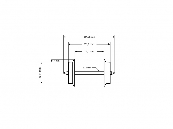 Preview: Roco 85633 H0 Speichenradsatz Wagen DC, Ø 11 mm, 24,8 mm