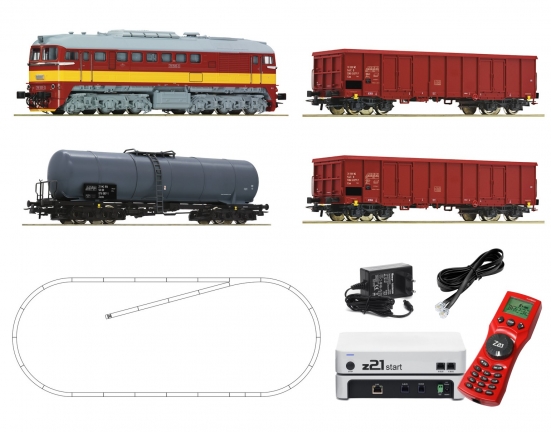 Roco 51332 H0 Digital Startset z21 Diesellok Rh T679.1 mit Güterzug, CSD