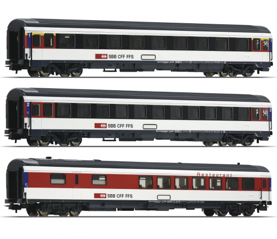 Roco 54166 H0 Eurocity-Schnellzugwagen, SBB 3er-Set