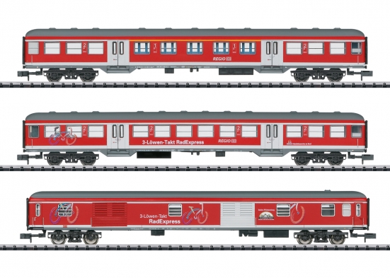 Minitrix 15884 N Nahverkehrswagen, DB AG Fahrradexpress 3er-Set