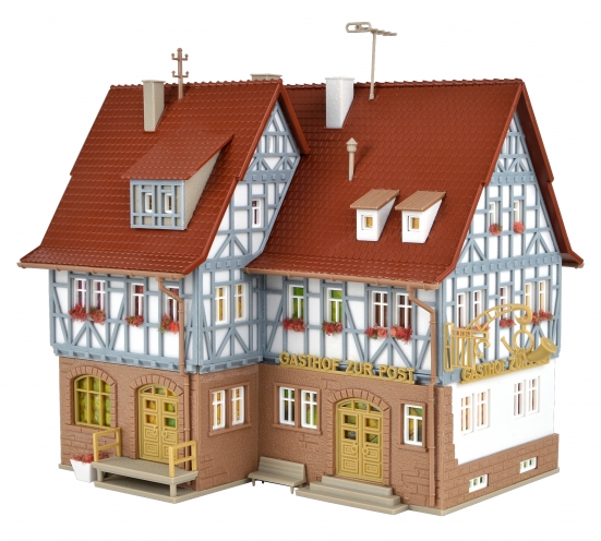 Preview: Vollmer 43637 H0 Gasthof zur Post mit LED-Beleuchtung
