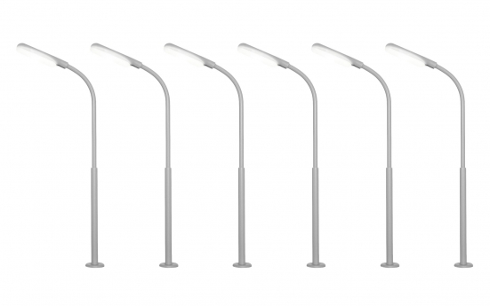 Viessmann 60906 H0 Peitschenleuchte, LED weiß 6er-Set