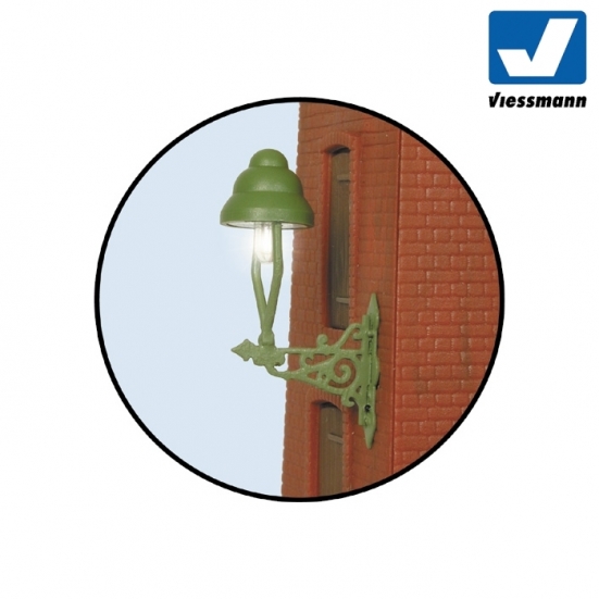 Viessmann 6013 H0 Gas-Wandlaterne, grün, LED warmweiß