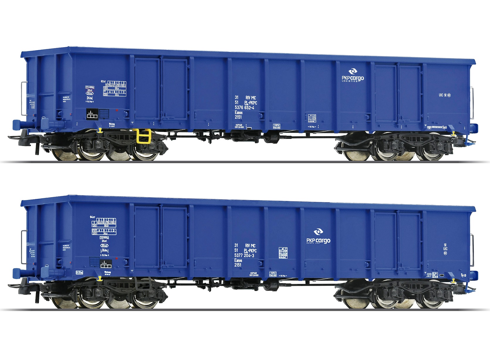 ROCO 76128 PKP Cargo 3er-set ouvert wagons Eaos 2151 bleu EP VI KK h0 NEUF