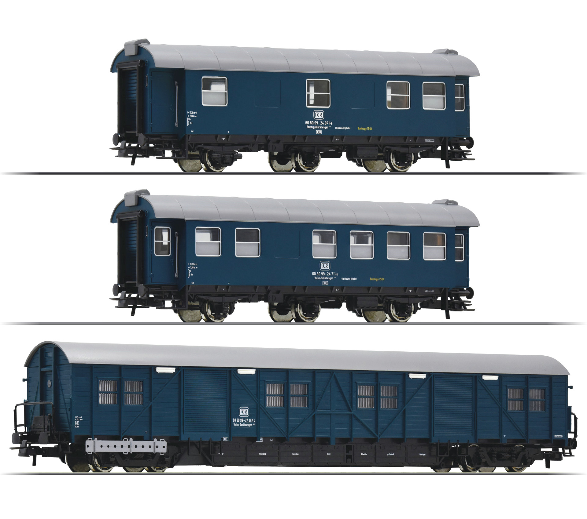 Hecht 608099-28231-1 blau ohne Drehgestelle MBT/Roco H0 Wohn-Schlafwagen 