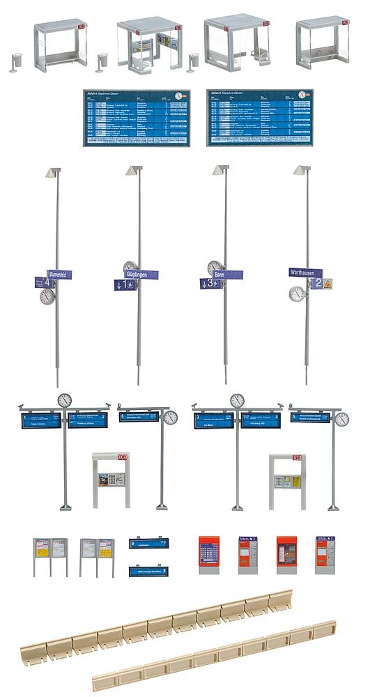 FALLER 120240 H0 Moderne Wartehäuschen mit Zubehör