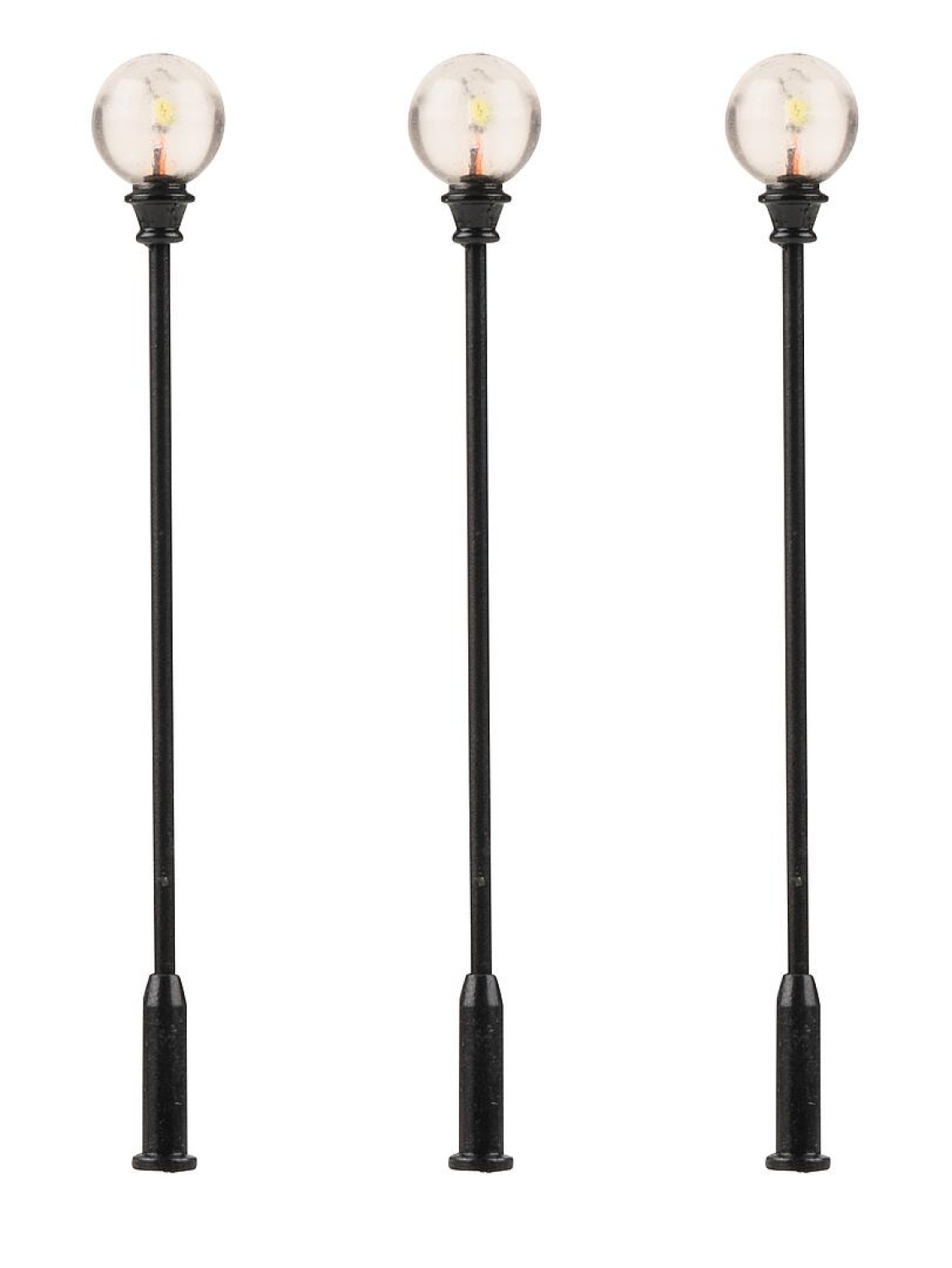 FALLER 180113 H0 LED-Parklaterne, Kugel-Aufsatzleuchte , warmweiß, 3 Stück