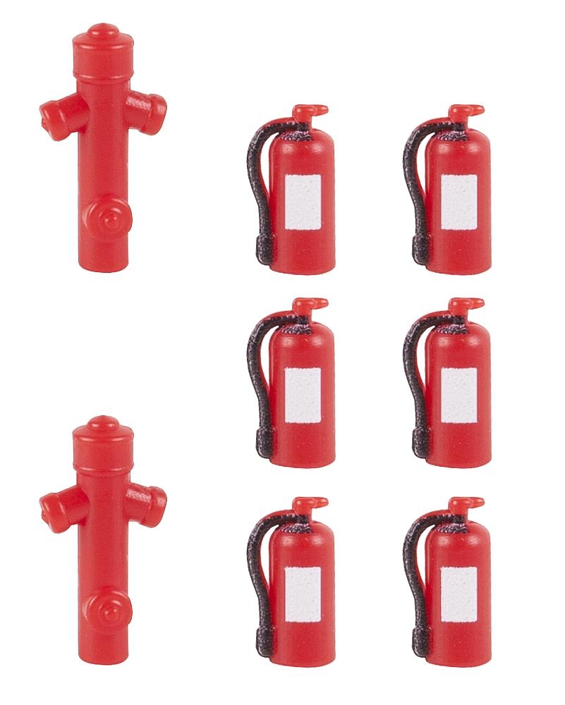 FALLER 180950 H0 6 Feuerlöscher und 2 Hydrante