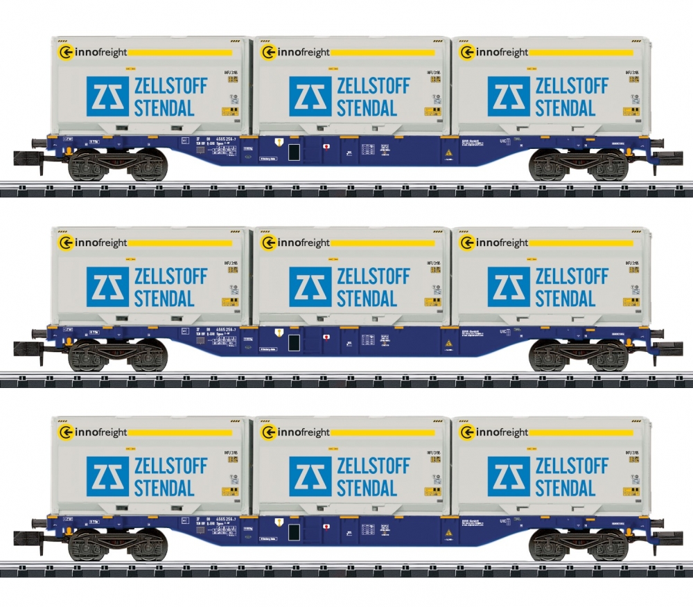 Minitrix 18420 N Containertragwagen Sgnss, 3er-Set