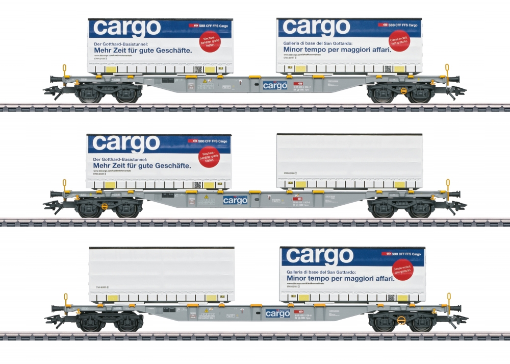 Märklin 47463 H0 Containertragwagen SBB Cargo 3er-Set