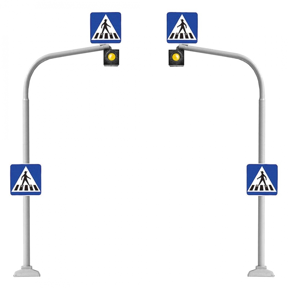 BUSCH 5916 H0 Fußgänger-Blinklicht inkl. Zebrastreifen