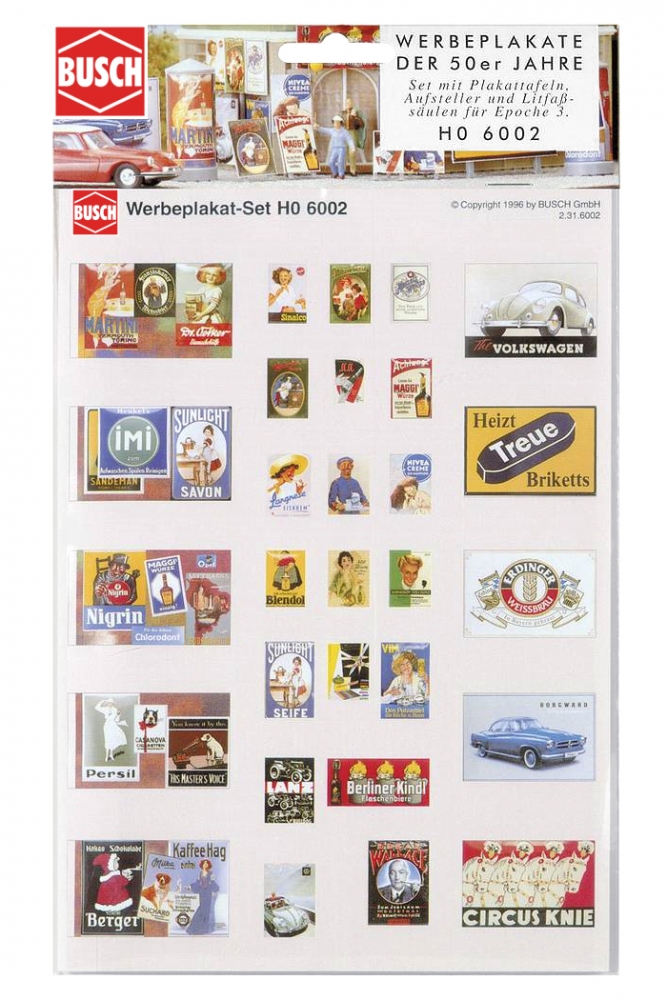 BUSCH 6002 H0 Werbeplakat-Set der Epoche 3