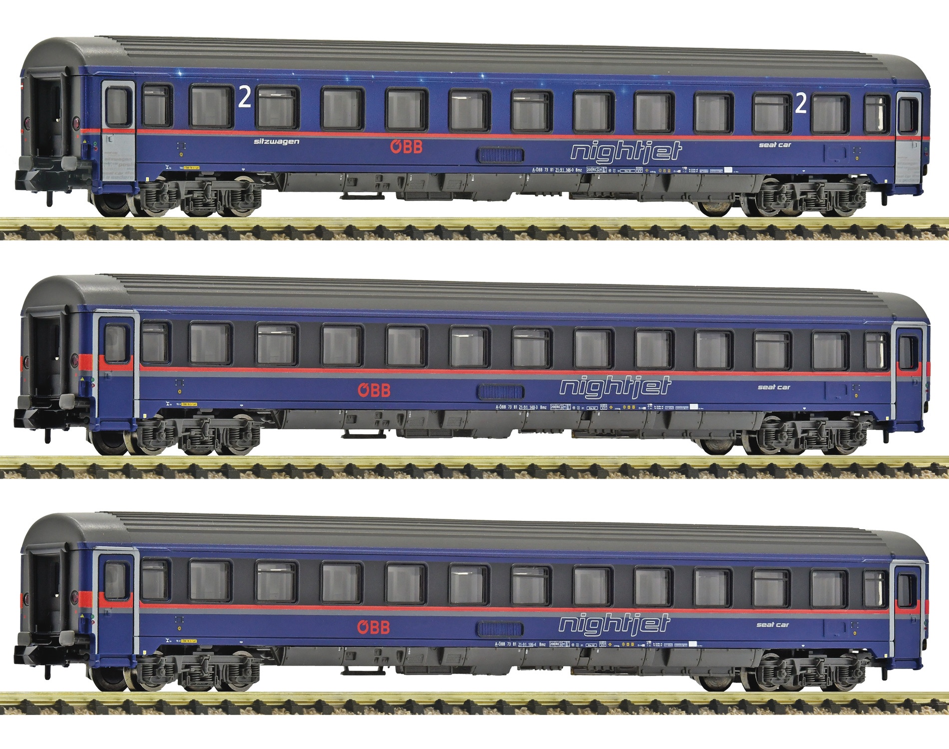 Fleischmann 6260084 N Eurofima-Wagen „Nightjet“, ÖBB 3er-Set 