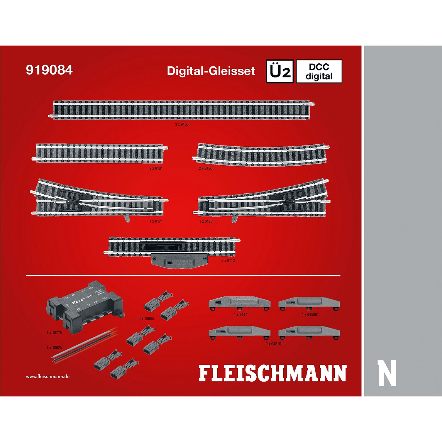 Fleischmann 919084 N Profi-Gleis DCC Digital-Gleisset Ü2 