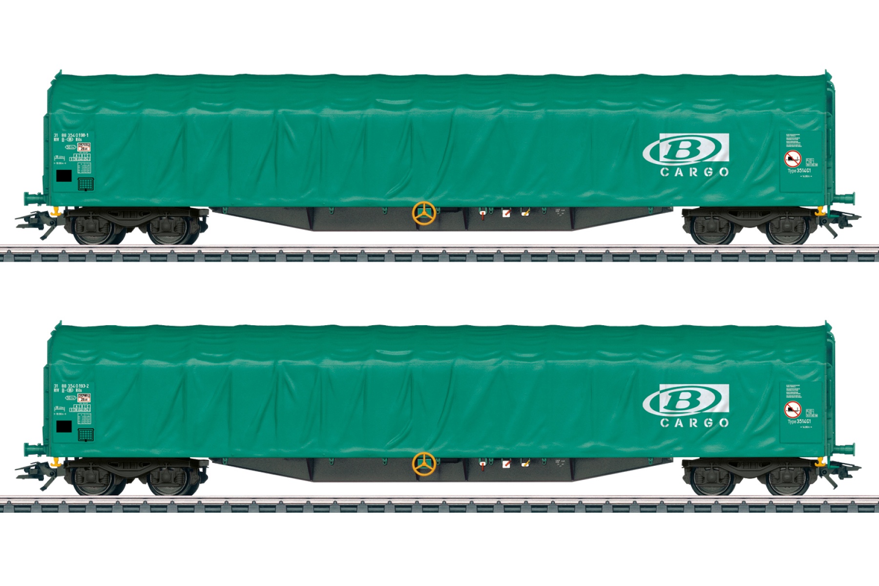 Märklin 47164 H0 Schiebeplanenwagen Rils, SNCB 2er-Set 