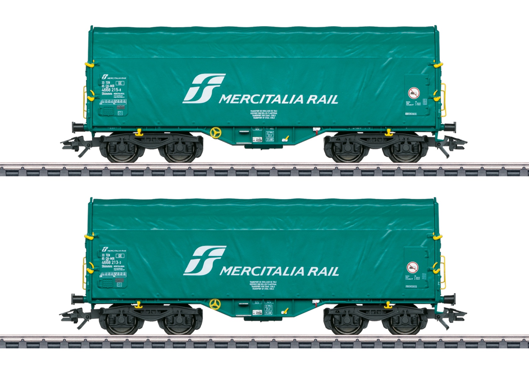 Märklin 47228 H0 Schiebeplanenwagen, Mercitalia Rail 2er-Set 