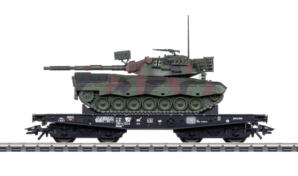 Märklin 48876 H0 Schwerlast-Flachwagen Rlmmps, Kampfpanzer