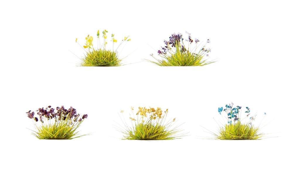 NOCH 06805 Blumen 250 Stück, grün-gelb, blau-weiß, Heide, Korn, Lavendel