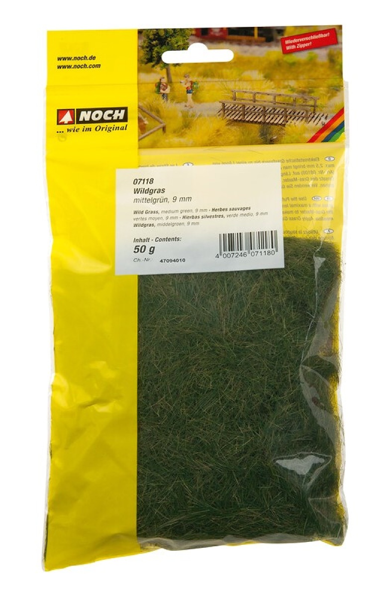 NOCH 07118 Wildgras mittelgrün, 9 mm, 50g Beutel 