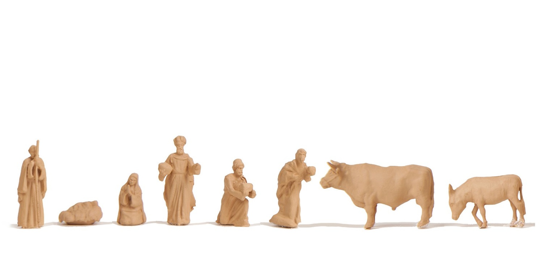 NOCH 14394 H0 Weihnachtsmarkt-Krippe mit Figuren in Holzoptik