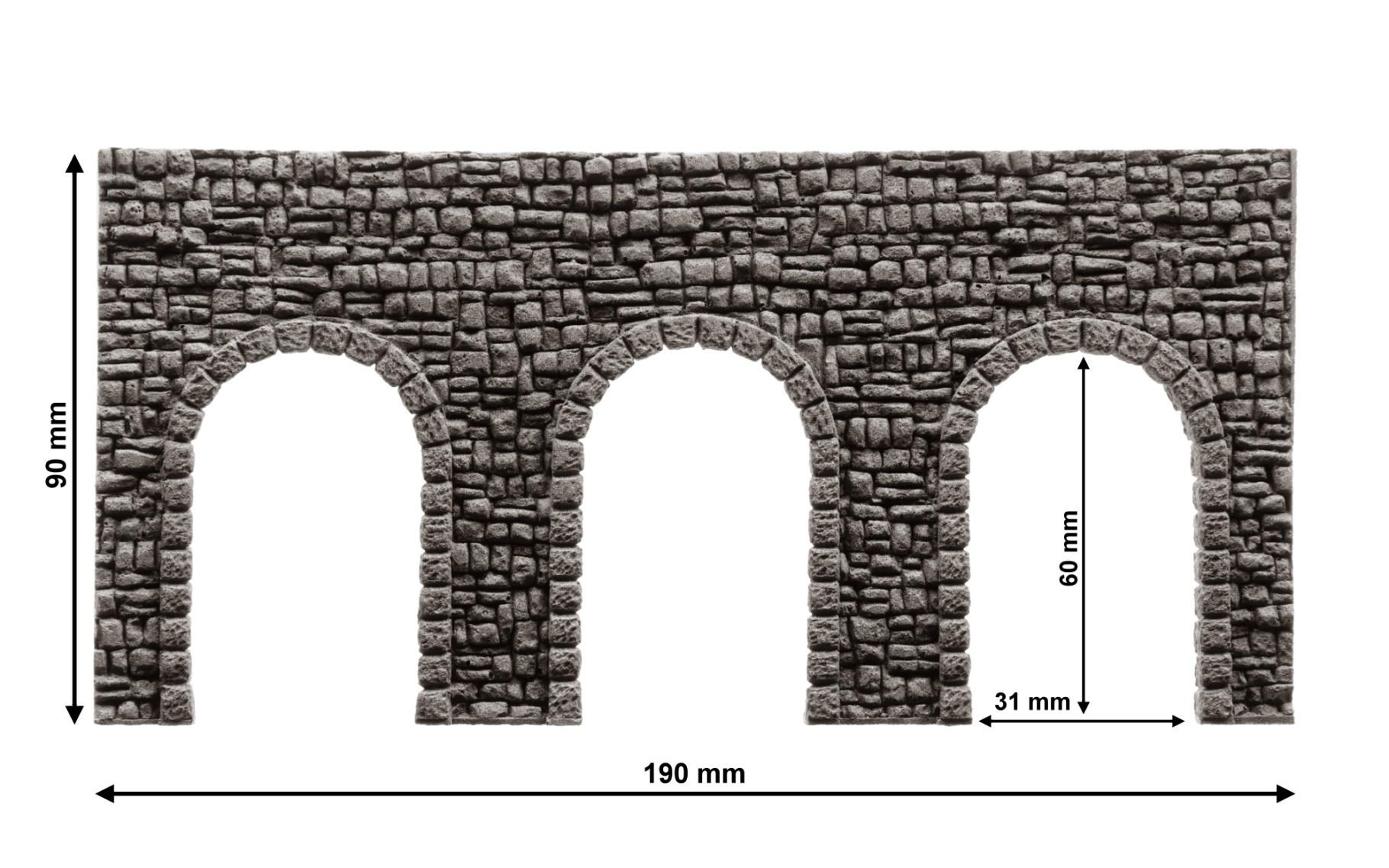 NOCH 34942 N Arkadenmauer offen, 19 x 9 cm 